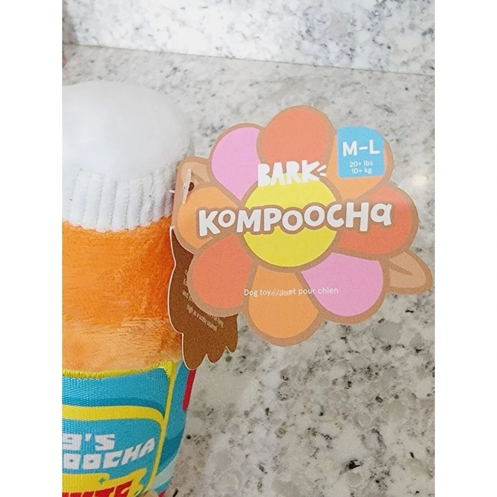 Bark‎ Box K9s Kompoocha Cosmic Bacon Squeaky Crinkle Dog Toy M-L Orange Blue NEW